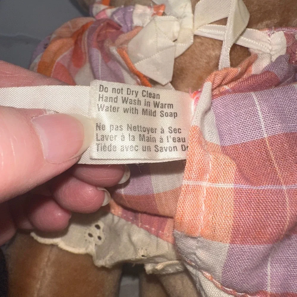 Vintage 1983 Cabbage Patch‎ Kids Koosas Plush Cat Brown Plaid Dress Coleco 80s